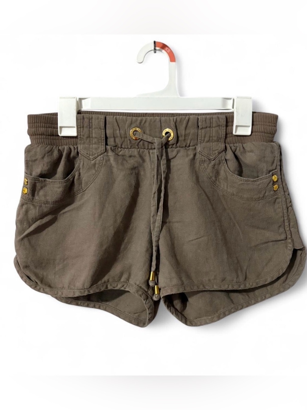 3 for $12 Love Tree Linen Blend Drawstring Shorts Medium Taupe Brown